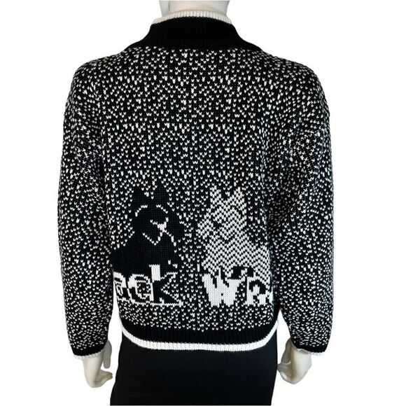 Vintage Nuggets Scottish Terrier Knit Sweater Turtle Neck Black Long Sleeve - Picture 5 of 8